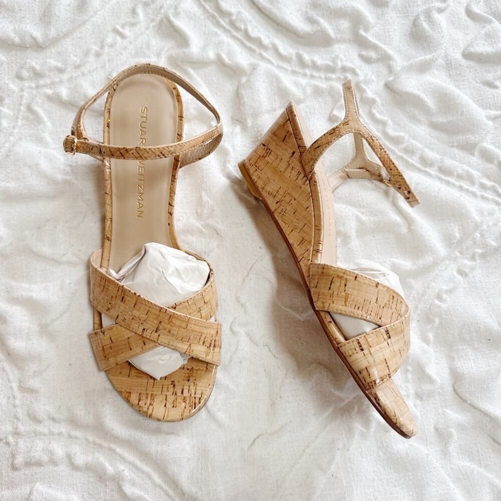 Stuart Weitzman Dayna Ankle Strap Wedge Sandal Size 9.5 - Picture 6 of 9